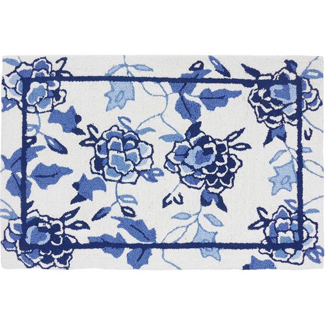 Homefires Rugs AR-WA005E Tapis de Zone Floral Bleu - 5 x 7 Pieds