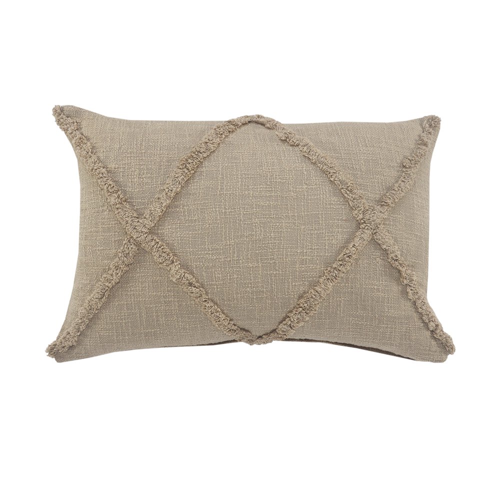 LR Home Understated Rustic Throw Pillow, 16" x 24", Taupe Brown, Count