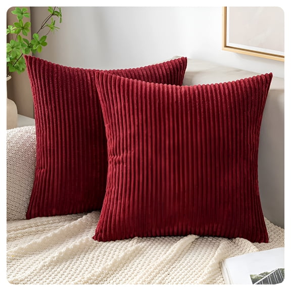 AUQ 2 Pack Corduroy Soft Decorative Square Throw Pillow Cover Cushion Covers Pillowcase,Home Decor Decorations for Sofa Couch Bed Chair