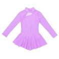 thumbnail image 3 of MSemis Little Big Girls Mock Neck Mesh Splice Figure Ice Skating Dress Gymnastics Skirted Leotard, 3 of 4