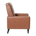 thumbnail image 6 of Emma + Oliver Jules Mid-Century Modern Button Tufted Faux Leather Upholstered Easy Pushback Recliner in Cognac Brown with Wooden Legs, 6 of 13