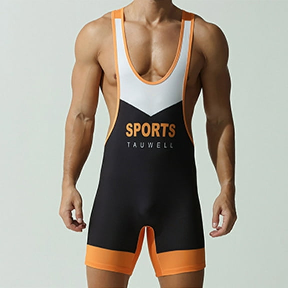 QIPOPIQ Men Wrestling Singlets Athletic Supporters Bodysuits Slim Fit Sports Active Jumpsuits Leotard One Piece