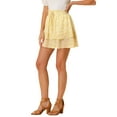 thumbnail image 4 of INSPIRE CHIC Women's Floral Print A-Line Chiffon Layered Mini Skirt Yellow XS, 4 of 6