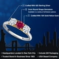 thumbnail image 2 of Gem Stone King 925 Silver and 10K Yellow Gold Red Created Ruby and White Moissanite Engagement Ring for Women | 1.60 Cttw | Round 5MM | Gemstone July Birthstone | Size 5, 2 of 7