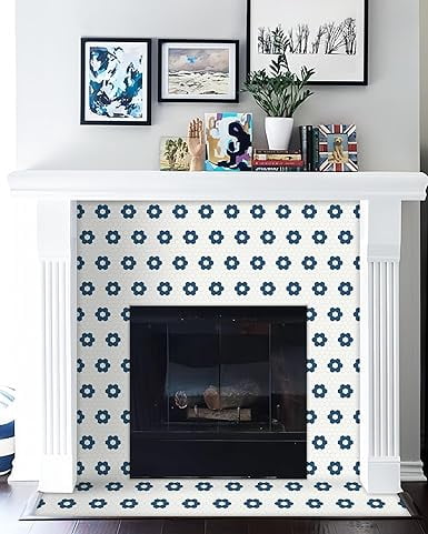 MORCART Peel and Stick Floor Tile, Vinyl Flooring Waterproof, DIY Flooring for Bathroom, Kitchen, Fireplace, Pet House, Stairs, Bedrooms, Wall(20PCS,7.87" x 7.87",dark blue+white)