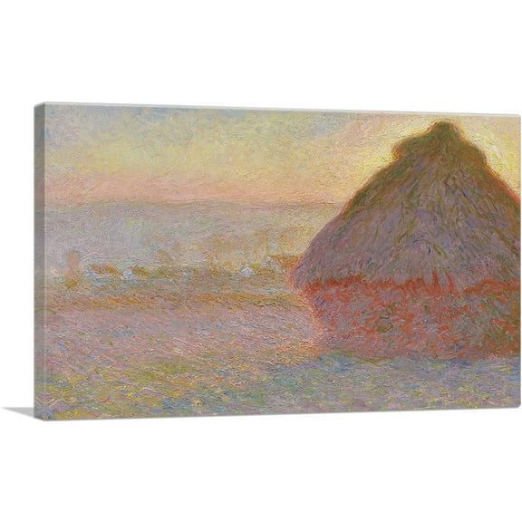 ARTCANVAS Grainstack - Sunset Canvas Art Print by Claude Monet - Size: 26" x 18" (0.75" Deep)