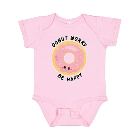 

Inktastic Donut Worry Be Happy Pink Sprinkle Donut` Gift Baby Boy or Baby Girl Bodysuit