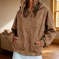 thumbnail image 2 of Yuncity Womens Zip Up Hoodie Leopard Print Fleece Pullover Long Sleeve Loose Fit Pockets Sweatshirt Casual Fall Winter Hooded Jacket Size S Khaki, 2 of 5