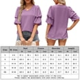 thumbnail image 2 of Blusa De Manga Corta Camiseta casual de manga abullonada doble Color sólido con cuello en V Verano para mujer (Púrpura XXL) Ygjytge para Mujer Púrpura T S, 2 of 7