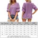 thumbnail image 2 of Blusa De Manga Corta Camiseta casual de manga abullonada doble Color sólido con cuello en V de verano para mujer (Púrpura XL) Cgtredaw para Mujer Púrpura T XL, 2 of 7