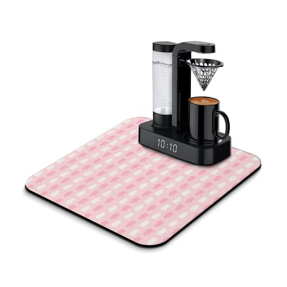 Funny Pig Cartoon Coffee Station Mat - Strong Water Absorption Mat for Coffee Machine, Abstract Pig Design