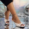 thumbnail image 3 of Xucatan Women's Clear Heel Mules, Peep Toe Bow Detail Slingback Pumps, Open Back Acrylic High Heels, Versatile Summer Evening Party Footwear Gift, 3 of 9
