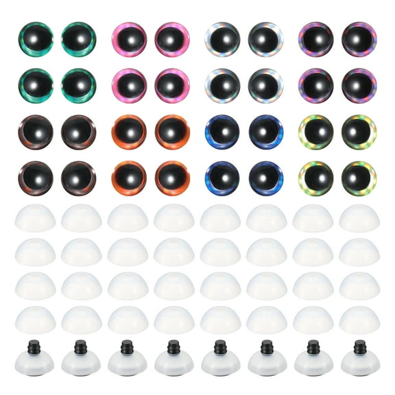 Uxcell 18mm Glitter Moon Safety Eyes, 48 Pcs Colorful Crocheting Safety Eyes, 8 Colors