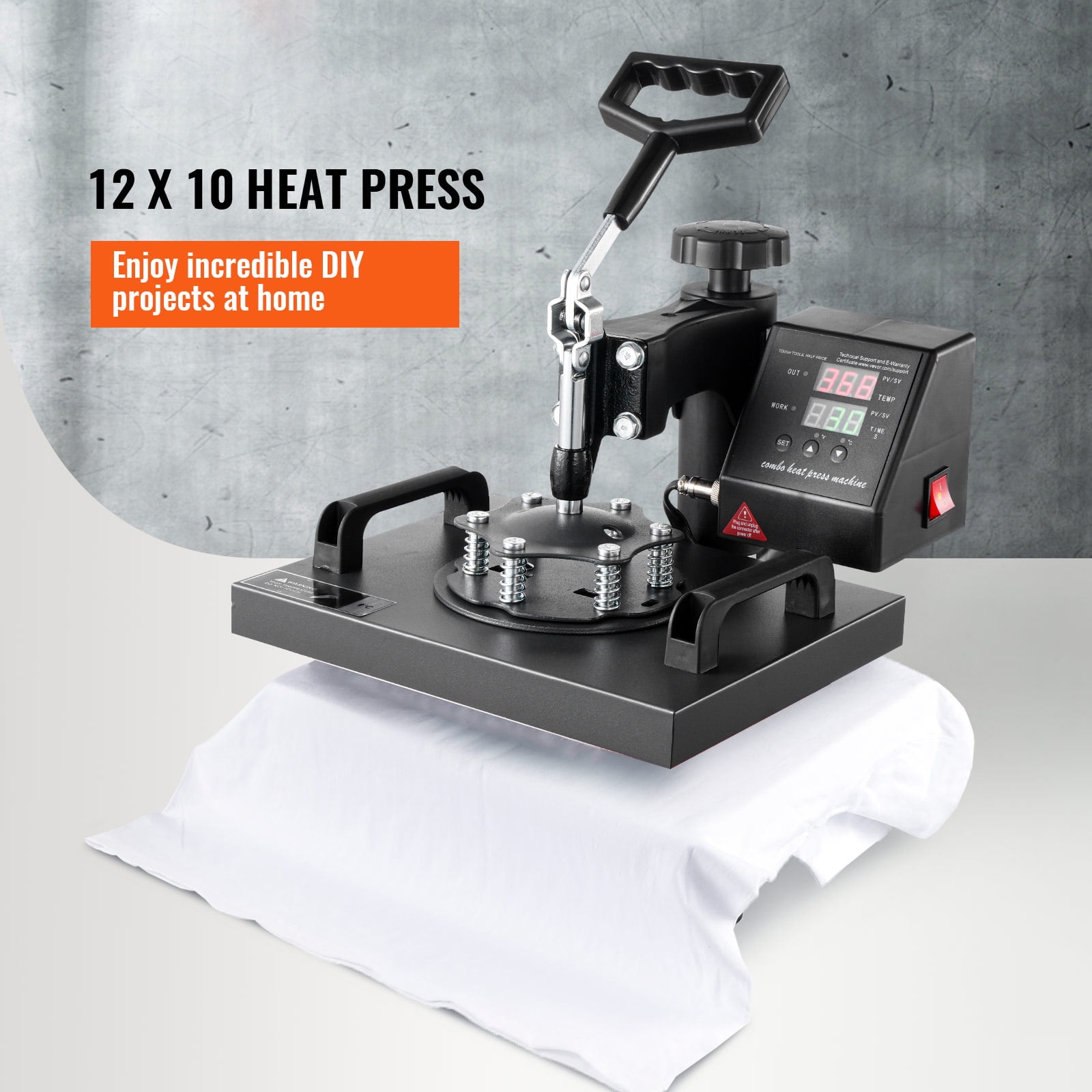 VEVOR 12X10 inch Heat Press Dual Digital Heat Press Machine 650W Swing Away Heat Press T-Shirt Sublimation Printer Transfer 360 Degree Rotation for DIY T-Shirts