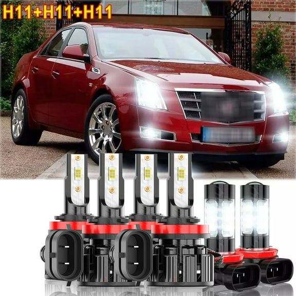 CHUSYYRAY LED Headlight High Low Beam Fog Light Bulbs Kit for Cadillac CTS 2008-2015 6000K White 6x