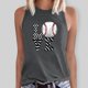 thumbnail image 2 of Gibobby Mujeres Verano Sin Mangas Cuello Redondo Béisbol Impresión Tank Tops Casual Camisetas Blusa Top(Gris,CH), 2 of 4