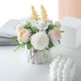 thumbnail image 6 of KIRIFLY 20cm Artificial Silk White Peonies Wedding Bouquet, 6 of 7
