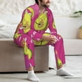thumbnail image 7 of Honeii Pink Green Avocado Pattern Mens Pajamas Set,2pcs Men's Lounge Long Sleeve Sleep Shirt and Pajama Bottoms Sleepwear Set,Mens Pjs Sets-Large, 7 of 7