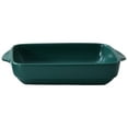 thumbnail image 1 of Practical Oven Cake Pan Ceramics Baking Tray Rectangular BBQ Plate Non-stick Bread Baking Tray with Binaural Handle Household Bakeware for Home Kitchen (Green), 1 of 8