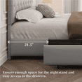 thumbnail image 6 of Renwick Queen Size Upholstered Bed Frame with Adjustable Headboard and 3 Drawers Storage, Adult,Light Gray, 6 of 10