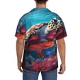 thumbnail image 3 of Rateoe Colorful Ocean Sea Turtle Print Mens Front Pocket Hawaiian Shirts Casual Shirts Short Sleeve Button Down Beach Tropical Shirts-4X-Large, 3 of 5