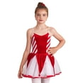 thumbnail image 3 of YIZYIF Kids Girls Christmas Mesh Ballet Tutu Dress Candy Cane Costume Spaghetti Straps Stripes Print Figure Skating Dress Red 10, 3 of 7