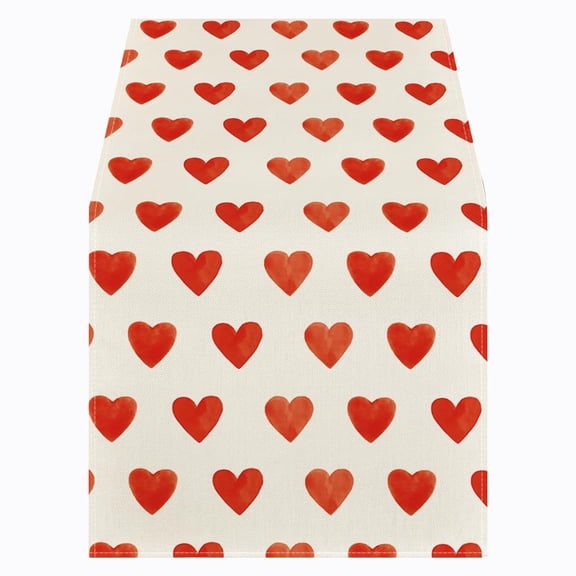FYTPOV Red Hearts Printed Table Runner, Valentines Day Decorations, Romantic Table Runner for Party, Christmas Runner for Table Home Decor, Table Runners 90 Inches Long