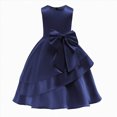 thumbnail image 1 of gdxvjhbj Robes pour Enfants Filles Robes Formelles Fête Mariage Tulle Sans Manches Contraste Maille Asymétrique Robe Taille 7-8 (Bleu Foncé, 7-8 Ans), 1 of 7