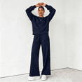 thumbnail image 6 of Women 2 Piece Outfits Fall Sweatsuits Crewneck Sweatshirt Wide Leg Sweatpants Lounge Sets Tracksuit, 6 of 7