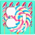 thumbnail image 4 of Metal Light Switch Plate Cover Colorful Swirl Lollipop Sweets Teal CDY004, 4 of 13