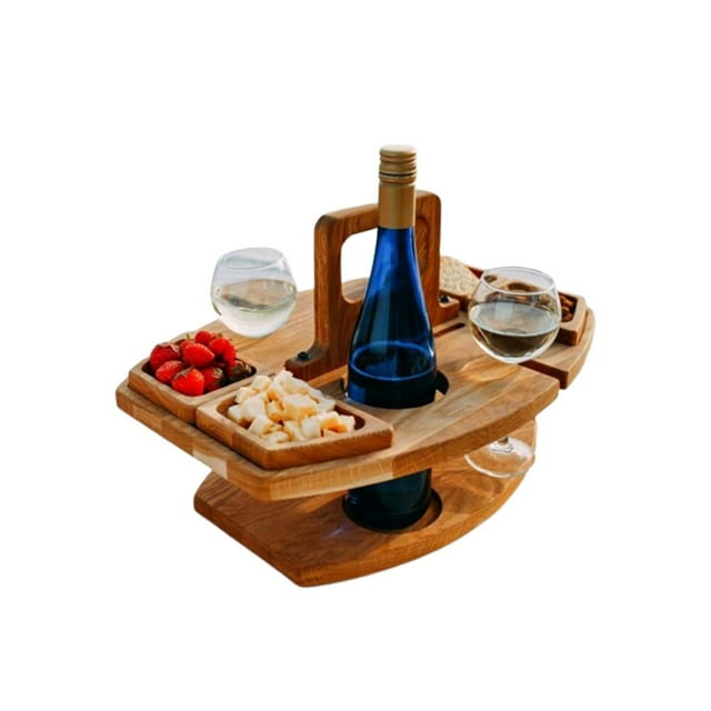Tabla De Queso De Madera Portátil Bandeja De Frutas De Madera Plato De Fruta / Vino Integrado Para Vino De Nueces Yuarrent HA036573-00