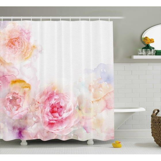 Shabby Chic Shower Curtain Nature Garden Romantic Victorian Flowers Shabby Chic Shower Curtain Nature Garden Romantic Victorian Flowers Roses Leaves Image Fabric Bathroom