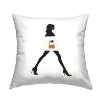 Stupell Industries Fashionista Girl with Purse Square Decorative Printed Throw Pillow, 18 x 18