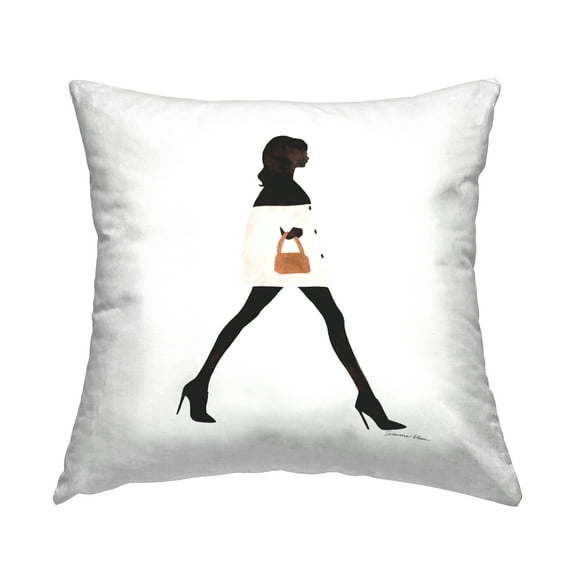 Stupell Industries Fashionista Girl with Purse Square Decorative Printed Throw Pillow, 18 x 18