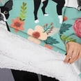 thumbnail image 3 of Oversized Wearable Blanket Hoodie,Green Boston Terrier and Flower Sherpa Blanket Hoodie with Super Pockets,Super Warm Fuzzy Pullover for Women & Men, 3 of 6
