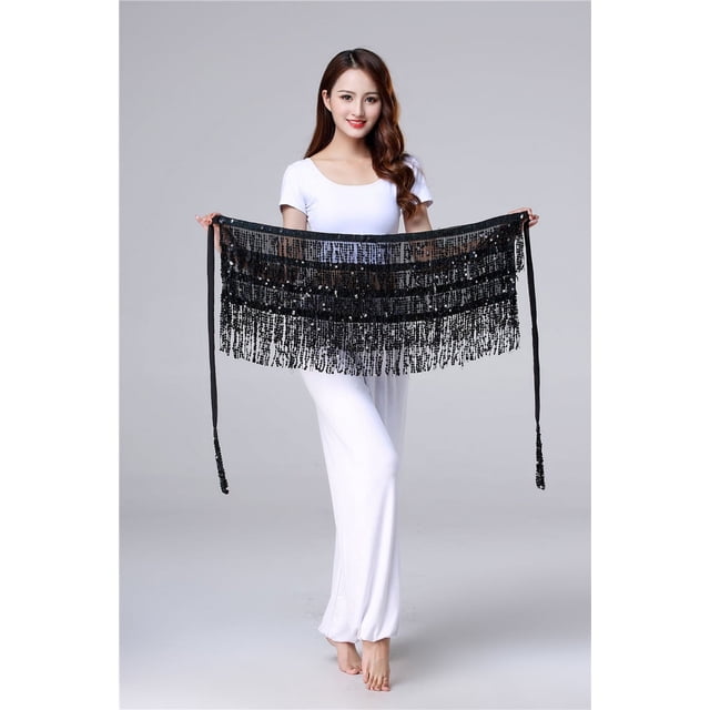 Cadena de cintura extendida para danza del vientre de Halloween, bufanda de cintura para danza india, bufanda de cadera con borlas brillantes, accesorios para danza oriental