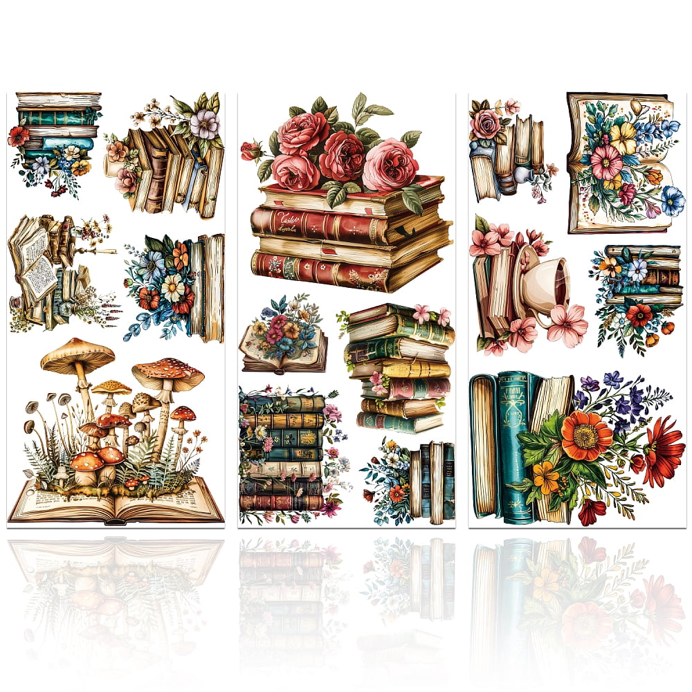 GLOBLELAND 4 Feuilles de Transferts de Meubles Vintage Bees 12x6 pouces Bordure Vintage à Frotter Transfert Autocollants UV Auto Adhésifs Art Mural Artisanat pour Chambre Salon Bureau Table