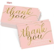  50 Thank You Cards Pink Bulk Note Cards Embossed Letters Perfect for Wedding Baby Shower Business Graduation Bridal Shower Birthday Engagement Present Package Decor