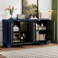thumbnail image 2 of 4-Door Accent Cabinet, Modern Storage Cabinet Furniture, Wood Buffet Sideboard with Adjustable Shelves, Atumon Storage Cabinet for Kitchen Living Room Entryway Hallway, 60"L x 15.7"W x 33.8"H, Blue, 2 of 10