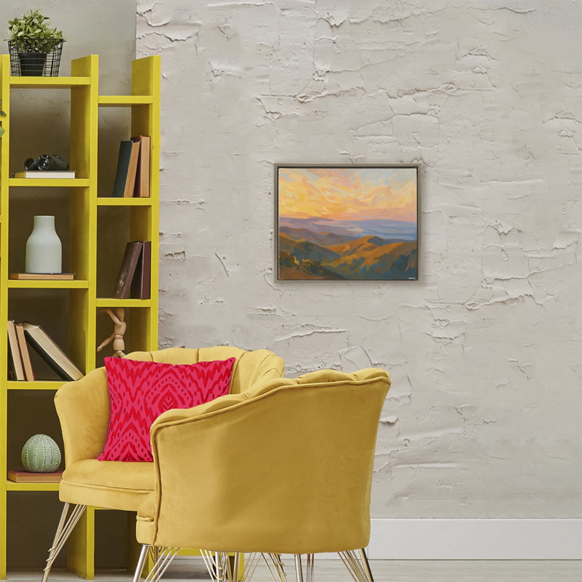 Stupell Industries California Sunset Landscape Brown Framed Floater Canvas Wall Art, design by Amelia Noyes