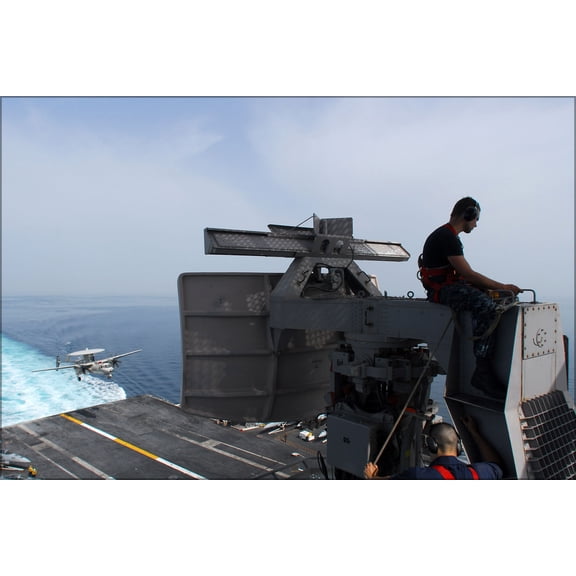 24"x36" Gallery Poster, maintenance on SPN-43C radar USS Ronald Reagan (CVN 76)