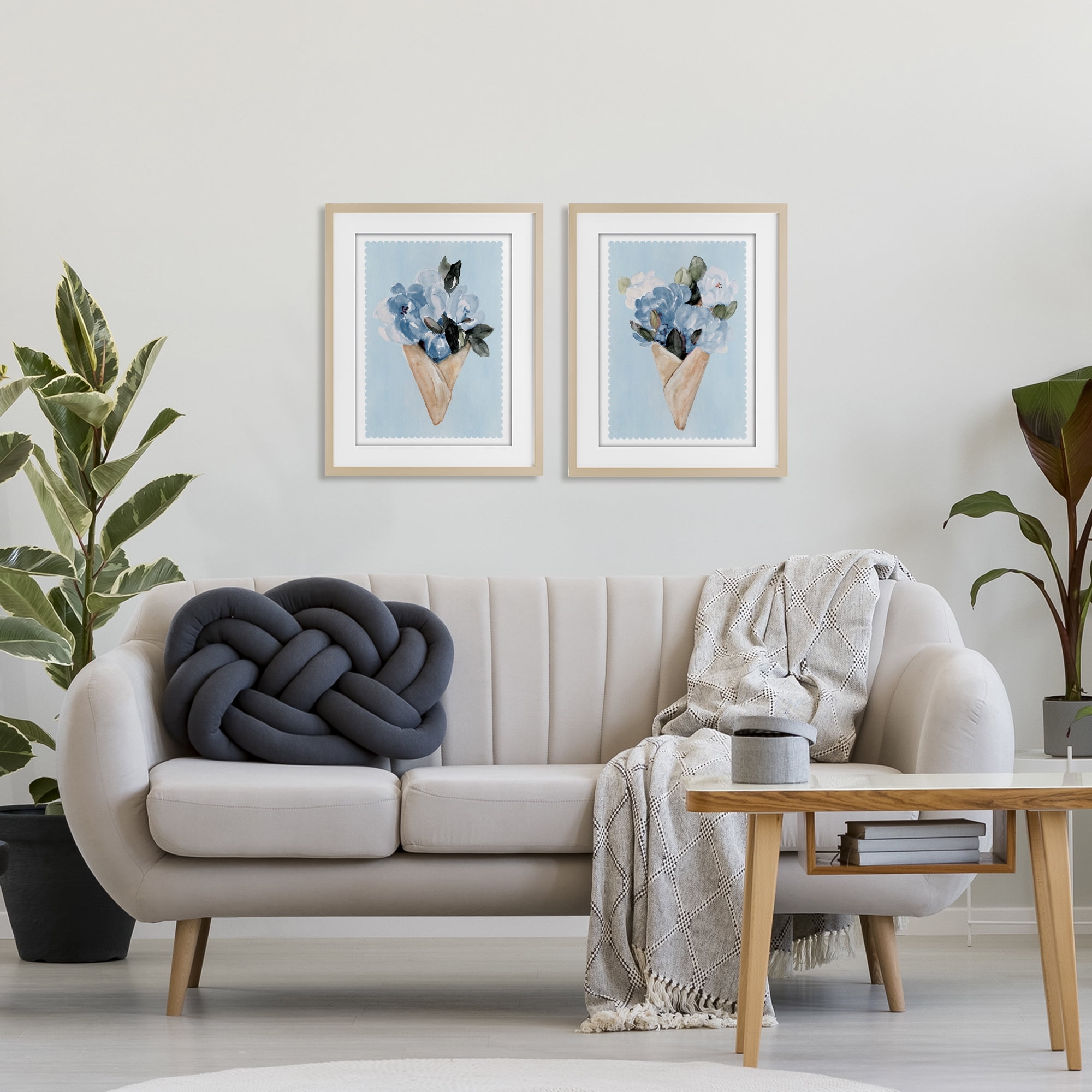 Stupell Industries Blue Flower Gift Bouquets 2 Piece Birch Framed Print Under Glass Set, design by Lanie Loreth