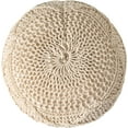 thumbnail image 3 of Knitted Wool Round Pouf - 20x20, Modern Design, Soft Cotton, No Assembly, Porch Ottoman for Living Room, Gray, Ivory (Pouf - Ivory), 3 of 5