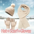 thumbnail image 2 of Prolriy Beanies Hats Men Hat Men Knitted Sets Winter Warm Hat Knit Windproof Adult Skiing Women Gloves Cycling Baseball Caps Wool Beanie Winter Hats for Women Beige, 2 of 9