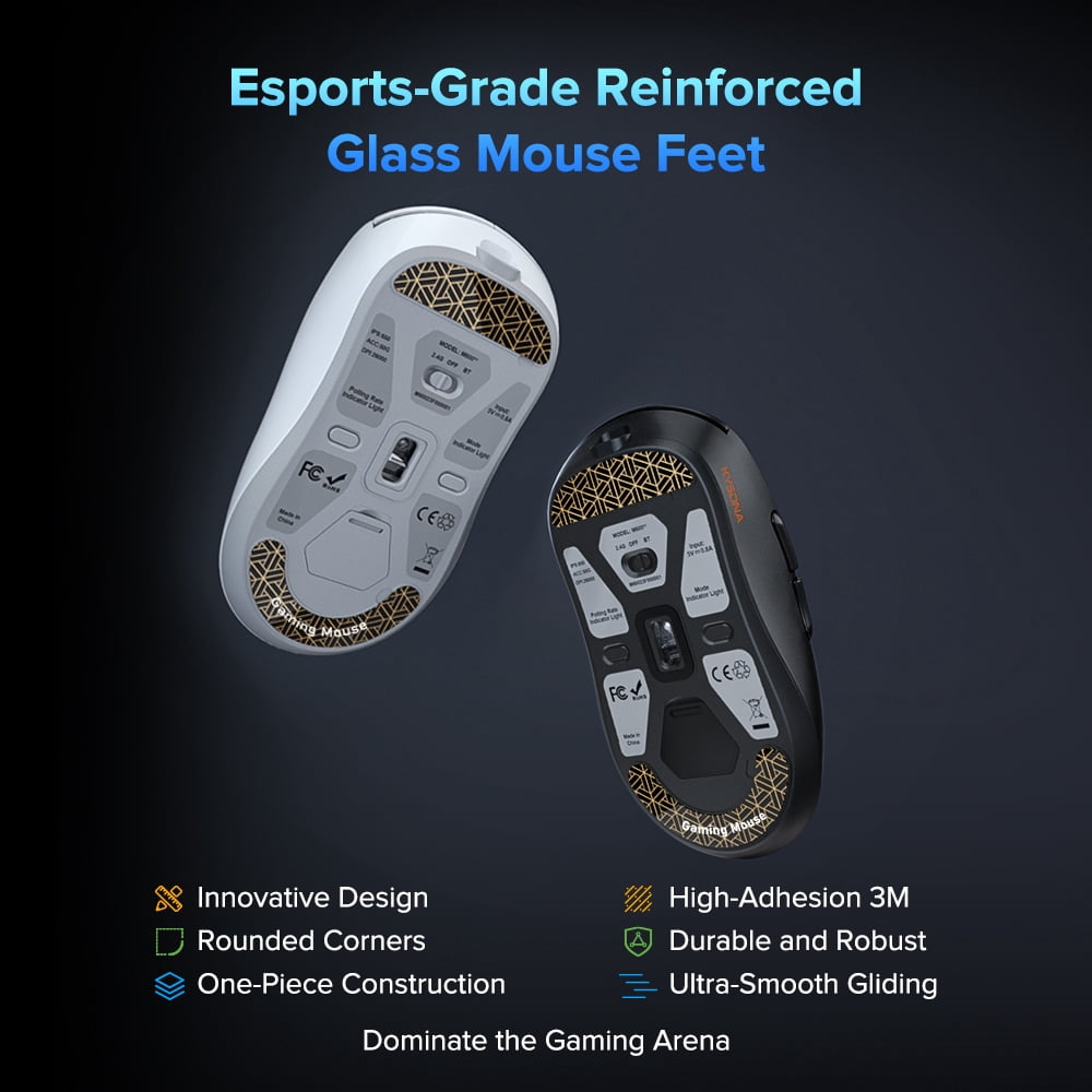 KYSONA Wireless Gaming Mouse Ultralight 55g, 3395 Lag-Free Sensor, 26K DPI, 80Hrs Long Battery Life, 6 Programmable Button for PC, 3 Modes (2.4G/Wired/BT), Win with M600v2, Black