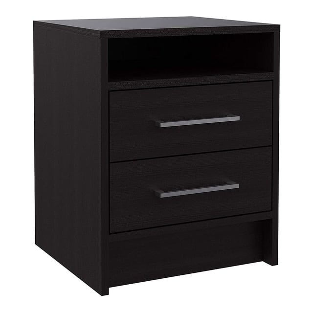 TUHOME Eter Nightstand End Table with 2 Drawers for Bedroom, Black