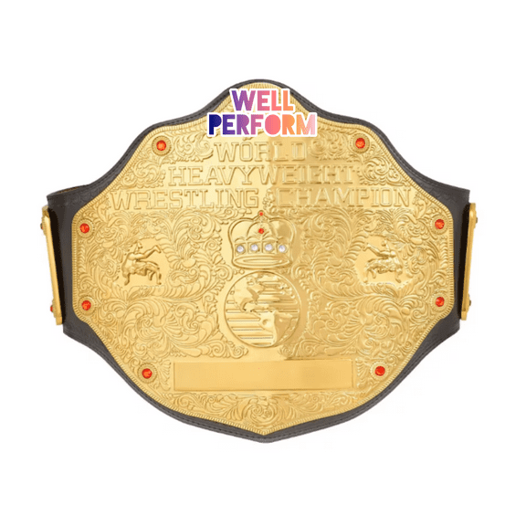 Big Gold Championship Title Replica - World Heavyweight Championship Replica - Adult Wrestling Belt Leather Adjustable Strap Champ Belts