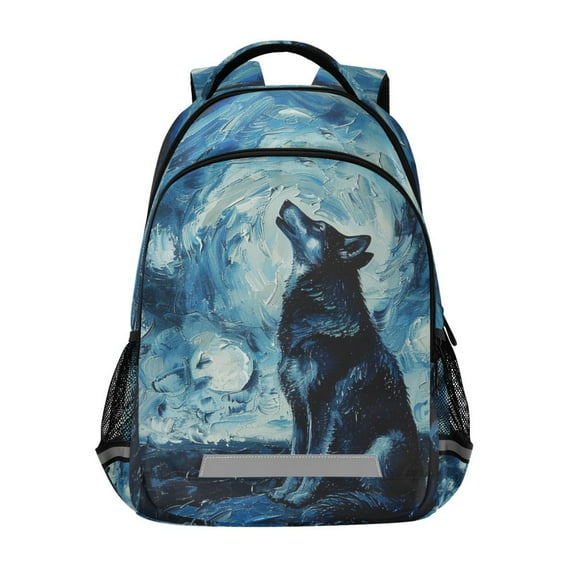 ALAZA Wolf in Night Backpack Elementary School Bag Bookbag Travel Rucksack