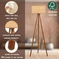 thumbnail image 2 of Wood Tripod Floor Lamp for Bedroom, Farmhouse Wooden Floor lamp with 3 Color Temparature LED Bulb for Living Room, Office, Footswitch,ETL Listed/Brown Wood Color, 2 of 14