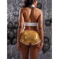thumbnail image 2 of Womens Low Rise Booty Shorts Retro Sequin Dolphin Shorts Skinny Sparkle Performance Short Pants Hot Rave Party Club Outfits, 2 of 6